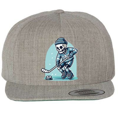 Skeleton Ice Hockey Wool Snapback Cap