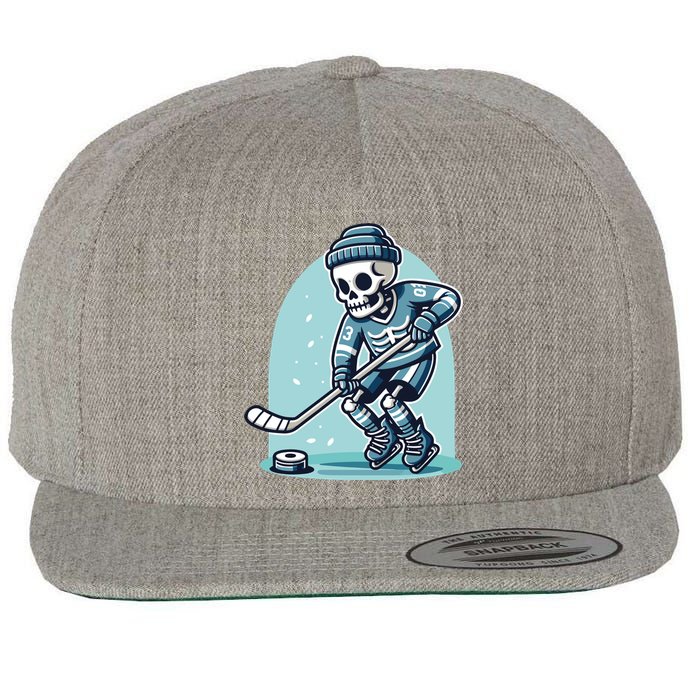 Skeleton Ice Hockey Wool Snapback Cap