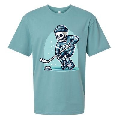 Skeleton Ice Hockey Sueded Cloud Jersey T-Shirt