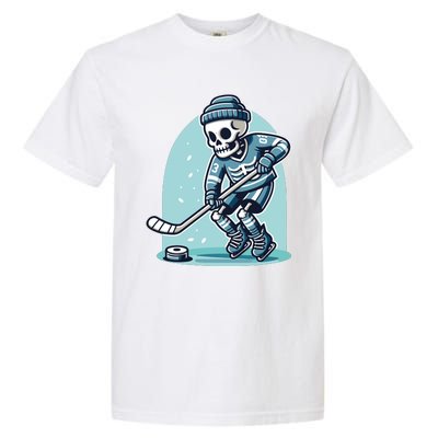 Skeleton Ice Hockey Garment-Dyed Heavyweight T-Shirt