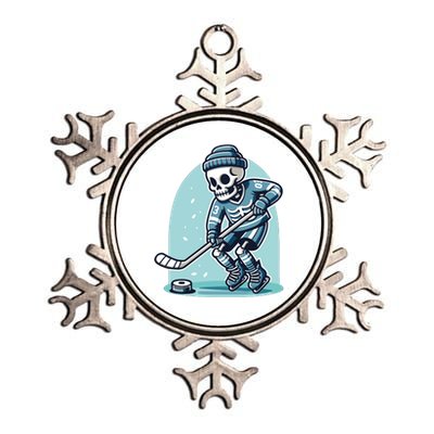 Skeleton Ice Hockey Metallic Star Ornament