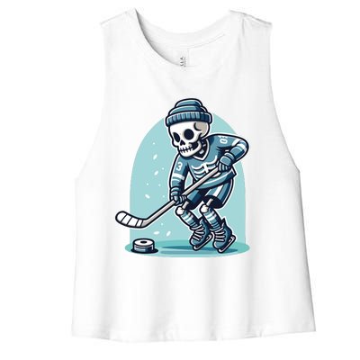 Skeleton Ice Hockey Women's Racerback Cropped Tank