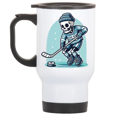 Skeleton Ice Hockey Stainless Steel Travel Mug