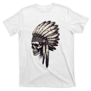 Skull Indian Headdress Skull Chief Indian Skull T-Shirt