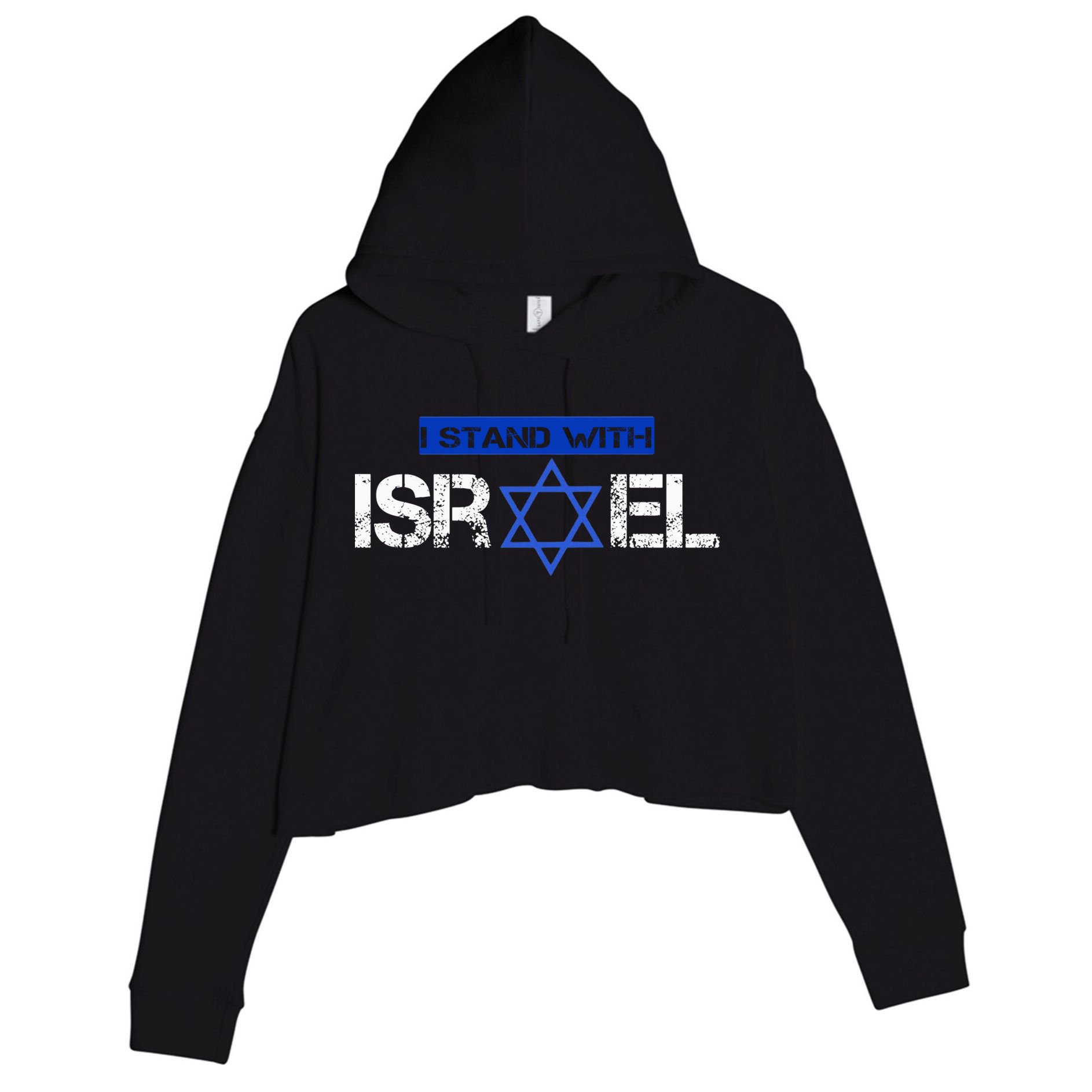 Support Israel I Stand With Israel Israeli Flag Crop Fleece Hoodie