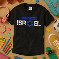 Support Israel I Stand With Israel Israeli Flag Kids T-Shirt