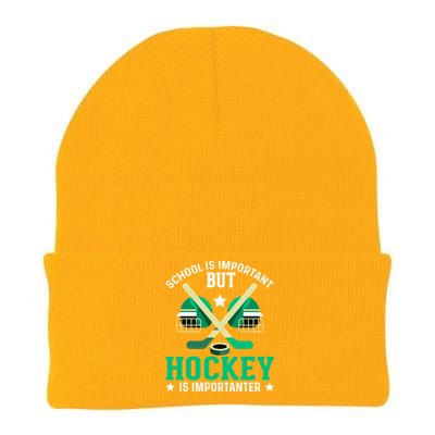 School Is Important But Hockey Is Importanter Hockey Players Gift Knit Cap Winter Beanie