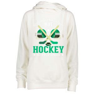 School Is Important But Hockey Is Importanter Hockey Players Gift Womens Funnel Neck Pullover Hood