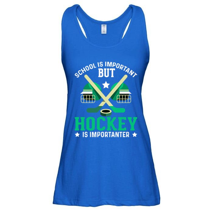 School Is Important But Hockey Is Importanter Hockey Players Gift Ladies Essential Flowy Tank