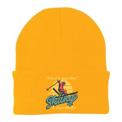 School Is Important But Skiing Is Importanter Gift For Skier Knit Cap Winter Beanie