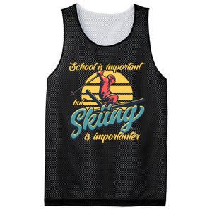 School Is Important But Skiing Is Importanter Gift For Skier Mesh Reversible Basketball Jersey Tank