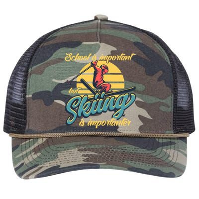 School Is Important But Skiing Is Importanter Gift For Skier Retro Rope Trucker Hat Cap