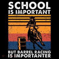School Is Important But Barrel Racing Is Importanter Funny Stripe Pom Pom Beanie