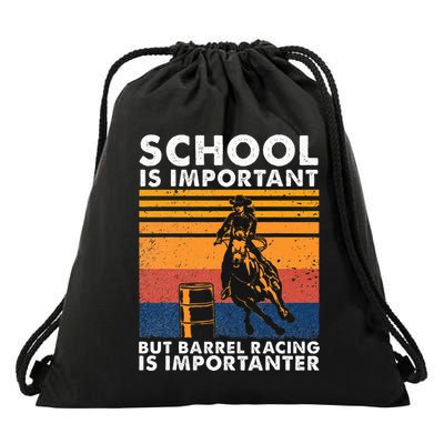 School Is Important But Barrel Racing Is Importanter Funny Drawstring Bag