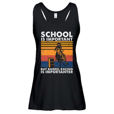 School Is Important But Barrel Racing Is Importanter Funny Ladies Essential Flowy Tank