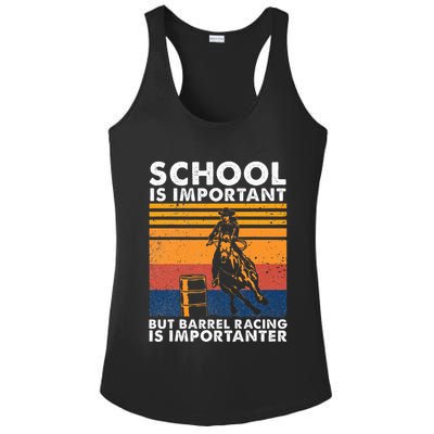 School Is Important But Barrel Racing Is Importanter Funny Ladies PosiCharge Competitor Racerback Tank