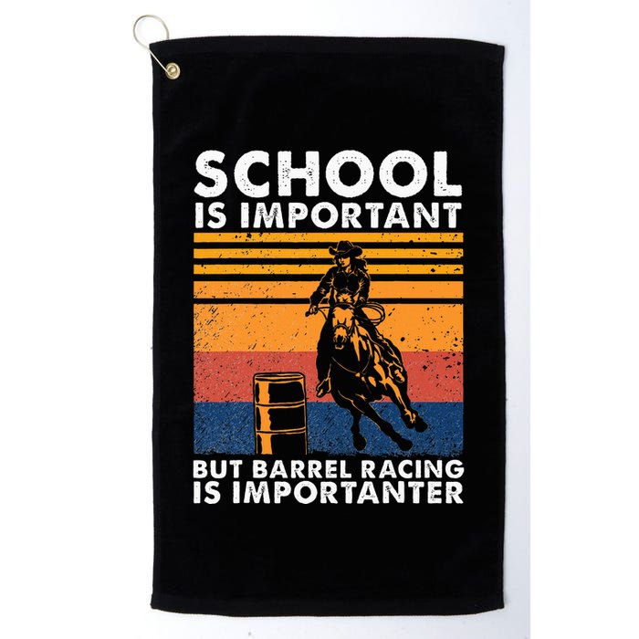 School Is Important But Barrel Racing Is Importanter Funny Golf Towel
