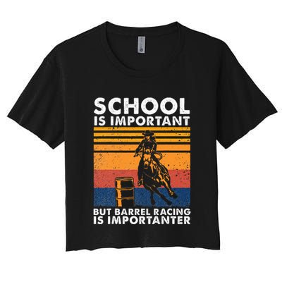 School Is Important But Barrel Racing Is Importanter Funny Crop Top