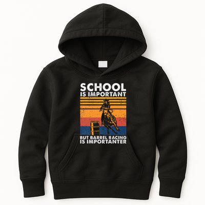 School Is Important But Barrel Racing Is Importanter Funny Kids Hoodie
