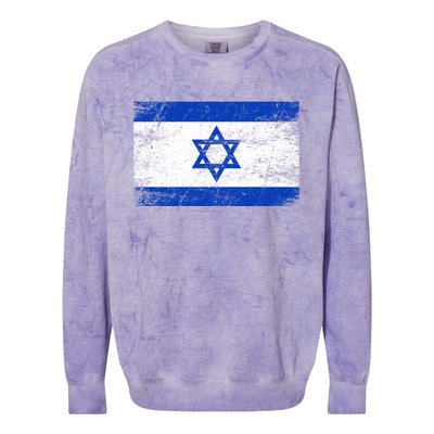 Support Israel I Stand With Israel Israeli Flag Colorblast Crewneck Sweatshirt