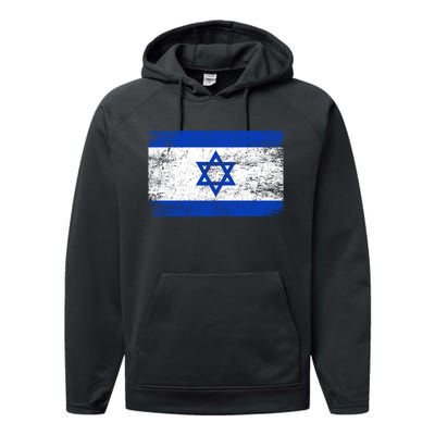 Support Israel I Stand With Israel Israeli Flag Performance Fleece Hoodie