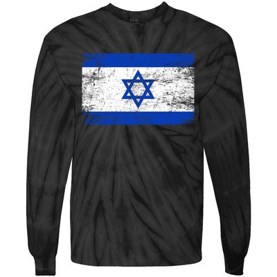 Support Israel I Stand With Israel Israeli Flag Tie-Dye Long Sleeve Shirt