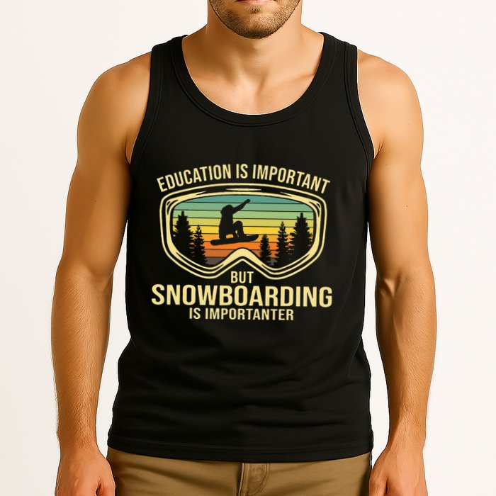 School Is Important But Snowboard Is Importanter Funny Tank Top