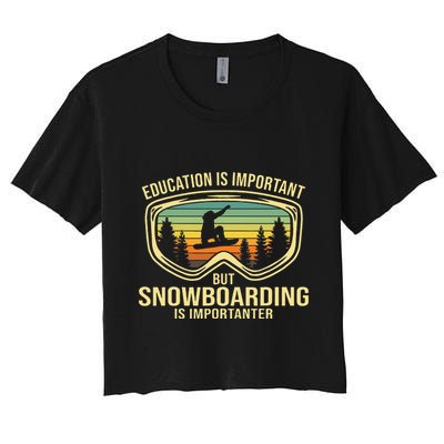 School Is Important But Snowboard Is Importanter Funny Crop Top