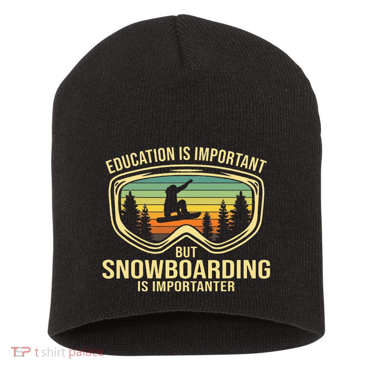 School Is Important But Snowboard Is Importanter Funny Short Acrylic Beanie