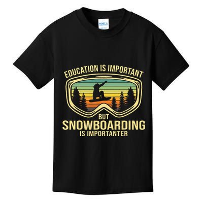 School Is Important But Snowboard Is Importanter Funny Kids T-Shirt