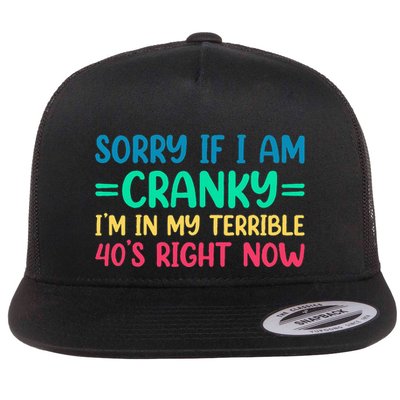Sorry If I Am Cranky IM In My Terrible 40S Right Now Flat Bill Trucker Hat
