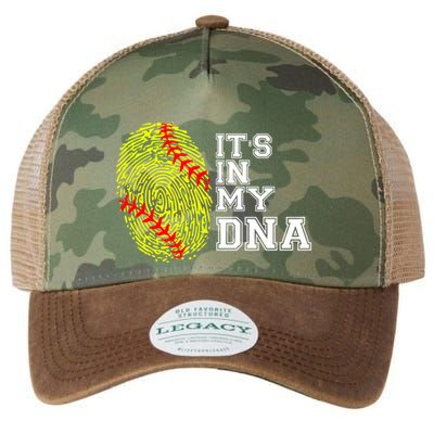 Softball It's In My Dna Fingerprint Catcher And Pitcher Meaningful Gift Legacy Tie Dye Trucker Hat