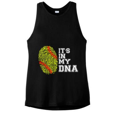 Softball It's In My Dna Fingerprint Catcher And Pitcher Meaningful Gift Ladies PosiCharge Tri-Blend Wicking Tank