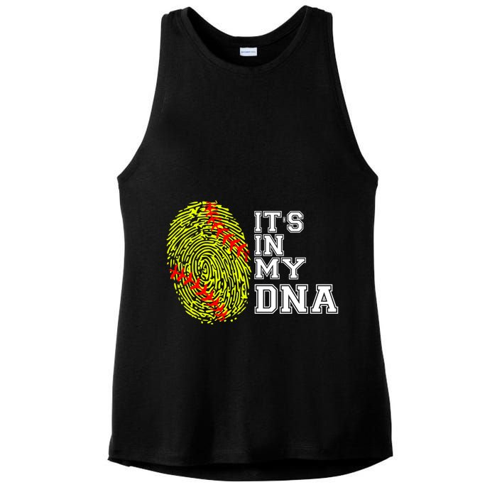 Softball It's In My Dna Fingerprint Catcher And Pitcher Meaningful Gift Ladies PosiCharge Tri-Blend Wicking Tank