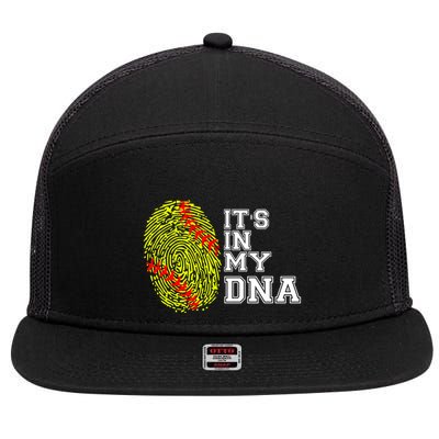 Softball It's In My Dna Fingerprint Catcher And Pitcher Meaningful Gift 7 Panel Mesh Trucker Snapback Hat