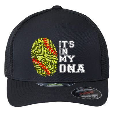 Softball It's In My Dna Fingerprint Catcher And Pitcher Meaningful Gift Flexfit Unipanel Trucker Cap