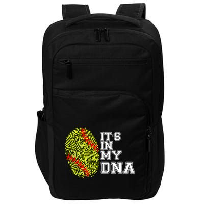 Softball It's In My Dna Fingerprint Catcher And Pitcher Meaningful Gift Impact Tech Backpack