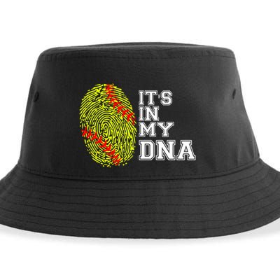 Softball It's In My Dna Fingerprint Catcher And Pitcher Meaningful Gift Sustainable Bucket Hat