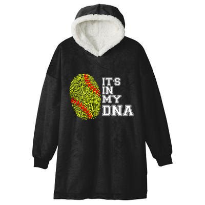 Softball It's In My Dna Fingerprint Catcher And Pitcher Meaningful Gift Hooded Wearable Blanket