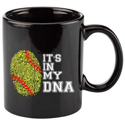 Softball It's In My Dna Fingerprint Catcher And Pitcher Meaningful Gift 11oz C Handle Ceramic Mug