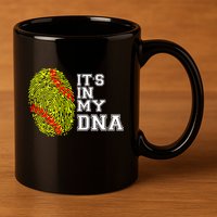 Softball It's In My Dna Fingerprint Catcher And Pitcher Meaningful Gift 11oz C Handle Ceramic Mug