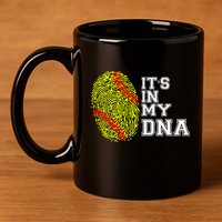 Softball It's In My Dna Fingerprint Catcher And Pitcher Meaningful Gift 11oz C Handle Ceramic Mug