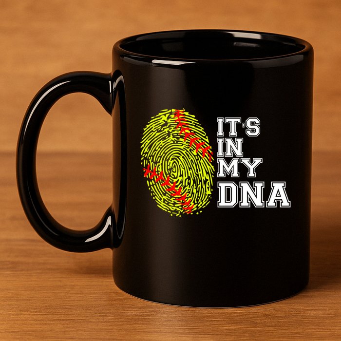 Softball It's In My Dna Fingerprint Catcher And Pitcher Meaningful Gift 11oz C Handle Ceramic Mug