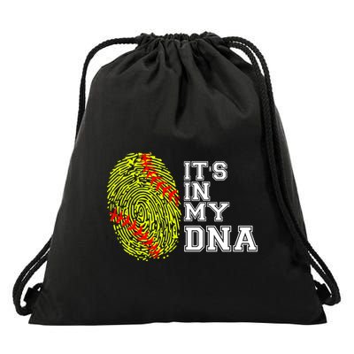 Softball It's In My Dna Fingerprint Catcher And Pitcher Meaningful Gift Drawstring Bag