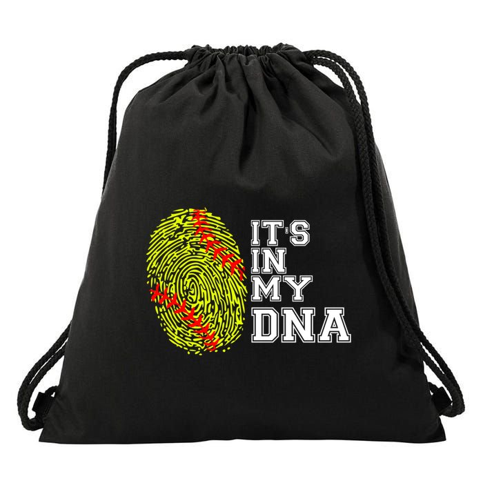 Softball It's In My Dna Fingerprint Catcher And Pitcher Meaningful Gift Drawstring Bag