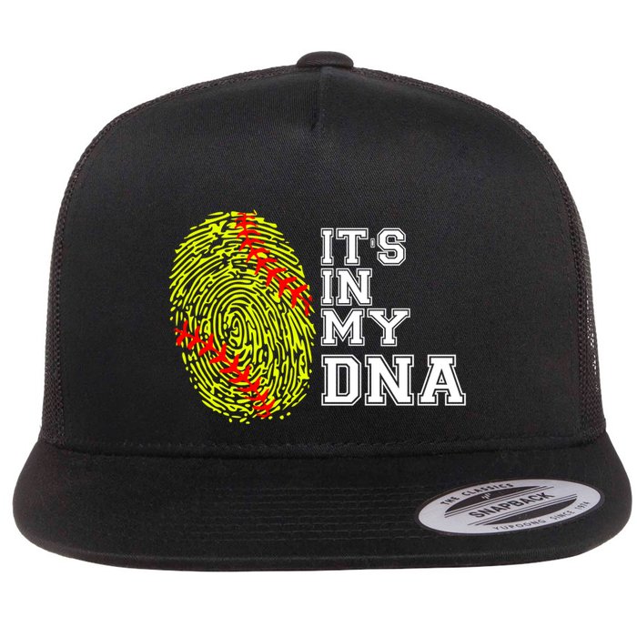 Softball It's In My Dna Fingerprint Catcher And Pitcher Meaningful Gift Flatbill Hat