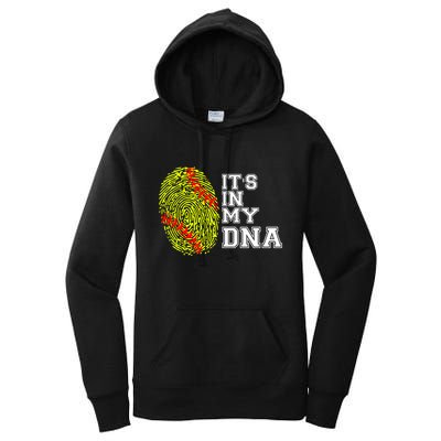 Softball It's In My Dna Fingerprint Catcher And Pitcher Meaningful Gift Women's Pullover Hoodie