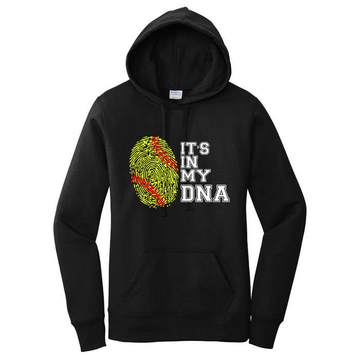 Softball It's In My Dna Fingerprint Catcher And Pitcher Meaningful Gift Women's Pullover Hoodie