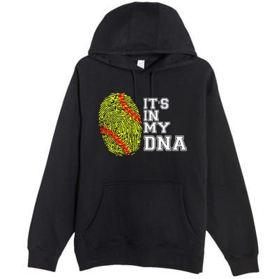 Softball It's In My Dna Fingerprint Catcher And Pitcher Meaningful Gift Premium Pullover Hoodie