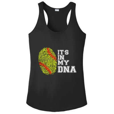 Softball It's In My Dna Fingerprint Catcher And Pitcher Meaningful Gift Ladies PosiCharge Competitor Racerback Tank